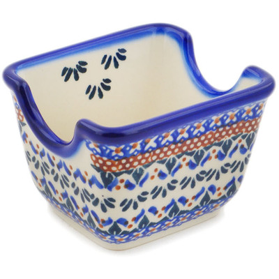 Polish Pottery Sugar Packet Holder 3&quot; Blue Cress UNIKAT