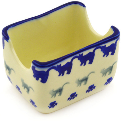 Polish Pottery Sugar Packet Holder 3&quot; Boo Boo Kitty Paws