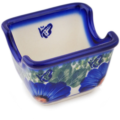 Polish Pottery Sugar Packet Holder 3&quot; Brilliant Butterfly Popp UNIKAT