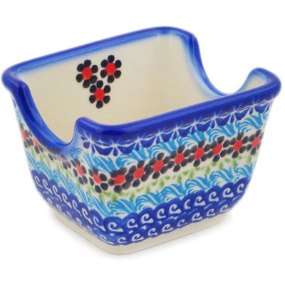 Polish Pottery Sugar Packet Holder 3&quot; Cheerful Poppies