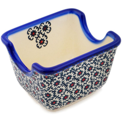 Polish Pottery Sugar Packet Holder 3&quot; Field Of Black Daisies