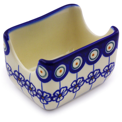 Polish Pottery Sugar Packet Holder 3&quot; Flowering Peacock