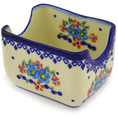 Polish Pottery Sugar Packet Holder 3&quot; Hearts And Flowers