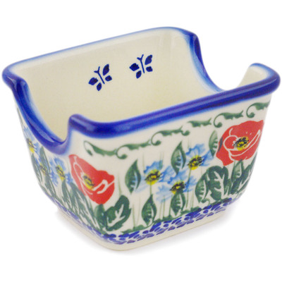 Polish Pottery Sugar Packet Holder 3&quot; Open Fields