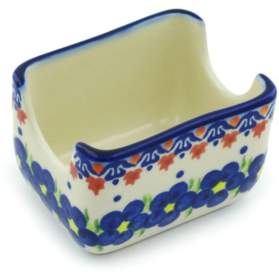Polish Pottery Sugar Packet Holder 3&quot; Passion Poppy