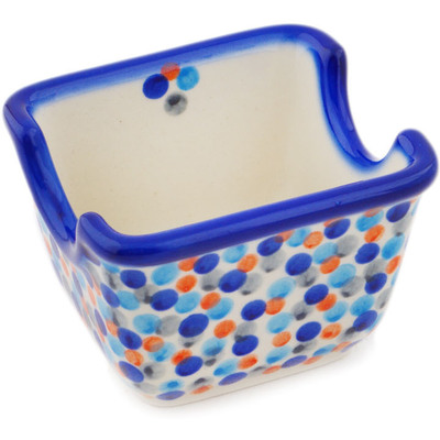 Polish Pottery Sugar Packet Holder 3&quot; Polka Dot Frenzy