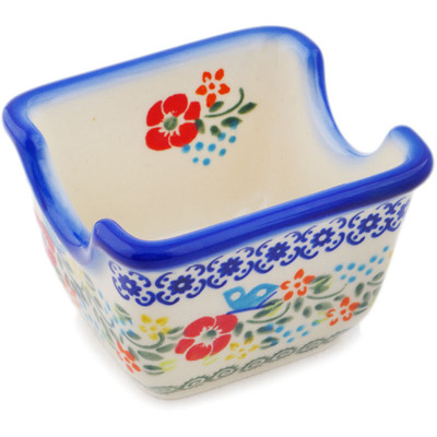 Polish Pottery Sugar Packet Holder 3&quot; Ring Of Meadow Flowers