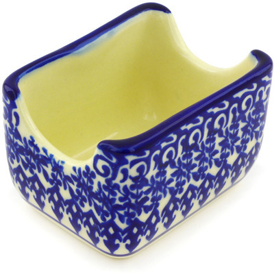 Polish Pottery Sugar Packet Holder 3&quot; Winter Blue