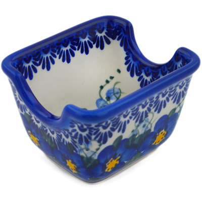 Polish Pottery Sugar Packet Holder 4&quot; Blue Wildflower UNIKAT