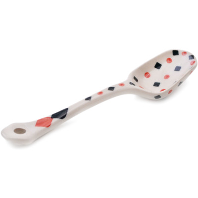 Polish Pottery Sugar Spoon Black Diamond