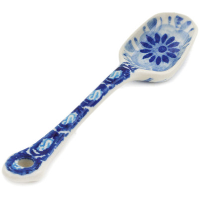 Polish Pottery Sugar Spoon Bleu Boquet UNIKAT