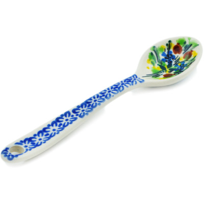 Polish Pottery Sugar Spoon Blooming Daisies UNIKAT