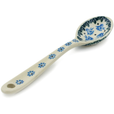 Polish Pottery Sugar Spoon Blooming In Blue