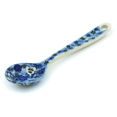 Polish Pottery Sugar Spoon Blue Calico