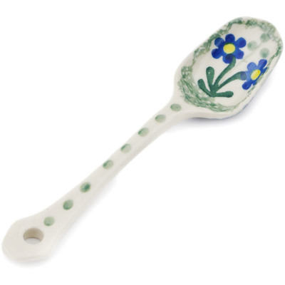 Polish Pottery Sugar Spoon Blue Daisy Circle