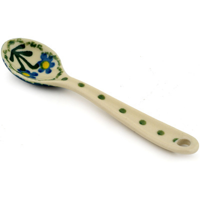 Polish Pottery Sugar Spoon Blue Daisy Circle