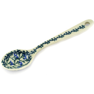 Polish Pottery Sugar Spoon Blue Dogwood