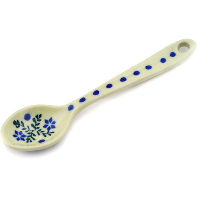 Polish Pottery Sugar Spoon Blue Holly