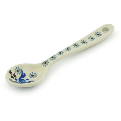 Polish Pottery Sugar Spoon Blue Ice