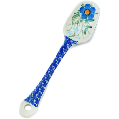 Polish Pottery Sugar Spoon Blue Joy