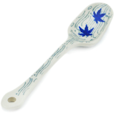 Polish Pottery Sugar Spoon Blue Maple River