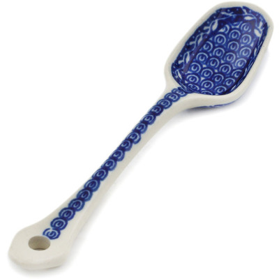 Polish Pottery Sugar Spoon Blue Rope Vine
