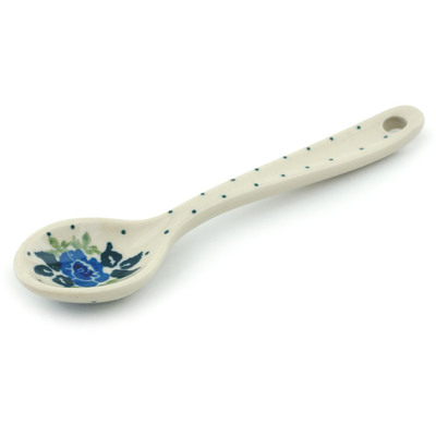 Polish Pottery Sugar Spoon Blue Rose
