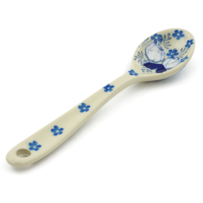 Polish Pottery Sugar Spoon Blue Spring
