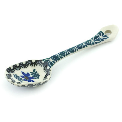 Polish Pottery Sugar Spoon Blue Violets