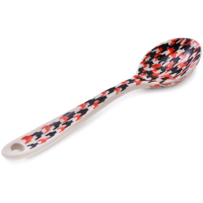 Polish Pottery Sugar Spoon Bold Houndstooth