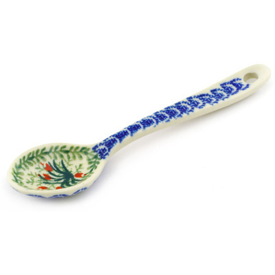 Polish Pottery Sugar Spoon Crimson Bells