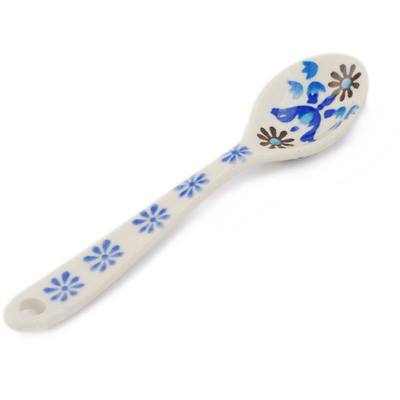 Polish Pottery Sugar Spoon Crocheted Granny Squares