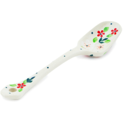 Polish Pottery Sugar Spoon Festive Mistletoe UNIKAT