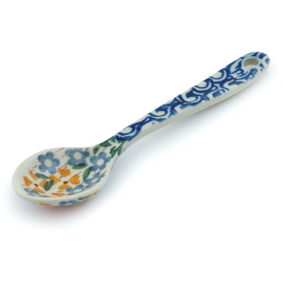 Polish Pottery Sugar Spoon Fire Patch UNIKAT