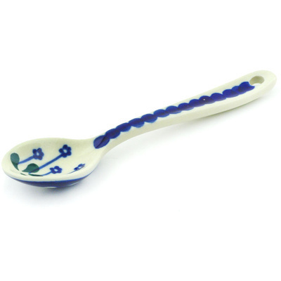 Polish Pottery Sugar Spoon Forget-me-not Peacock