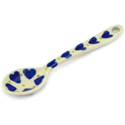 Polish Pottery Sugar Spoon Hearts Delight