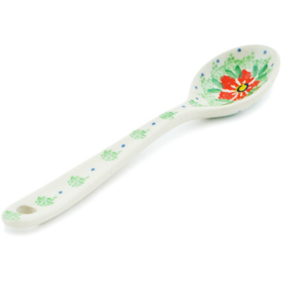 Polish Pottery Sugar Spoon Lovely Hibiscus UNIKAT