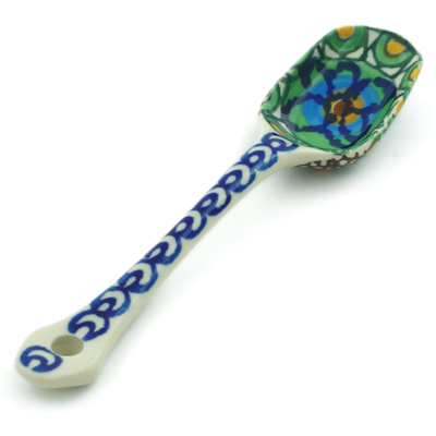 Polish Pottery Sugar Spoon Mardi Gras UNIKAT