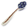 Polish Pottery Sugar Spoon Peacock Leaves
