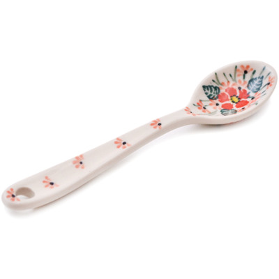 Polish Pottery Sugar Spoon Pink Forget Me Not UNIKAT