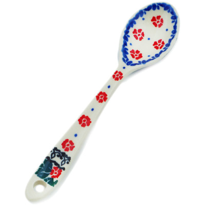 Polish Pottery Sugar Spoon Red Field