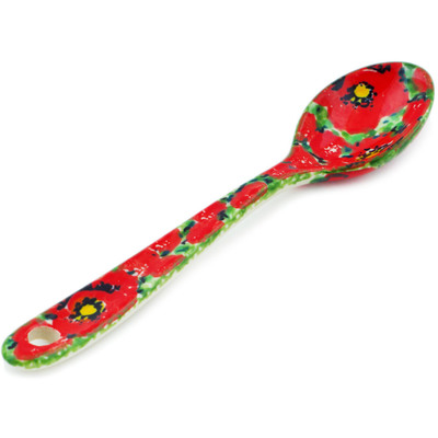 Polish Pottery Sugar Spoon Savvy Scarlet UNIKAT