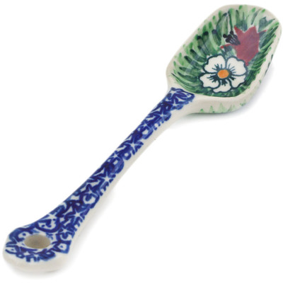 Polish Pottery Sugar Spoon Scarlet Flora UNIKAT