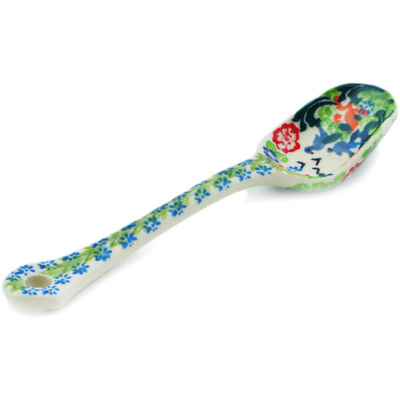 Polish Pottery Sugar Spoon Silver Dove Delight UNIKAT