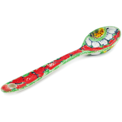 Polish Pottery Sugar Spoon Sweet Red Petals UNIKAT