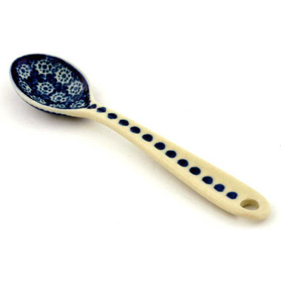 Polish Pottery Sugar Spoon Winter Frost