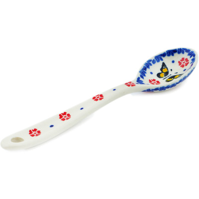 Polish Pottery Sugar Spoon Yellow Butterfly