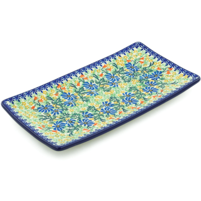 Polish Pottery Sushi Tray 12&quot; Happy Daisy UNIKAT