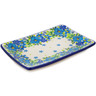 Polish Pottery Sushi Tray 7&quot; Blue Kissed Petals UNIKAT