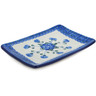 Polish Pottery Sushi Tray 7&quot; Blue Poppies